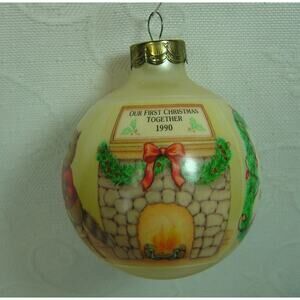 VINTAGE HALLMARK ORNAMENT-OUR FIRST CHRISTMAS TOGETHER GLASS BALL-1990